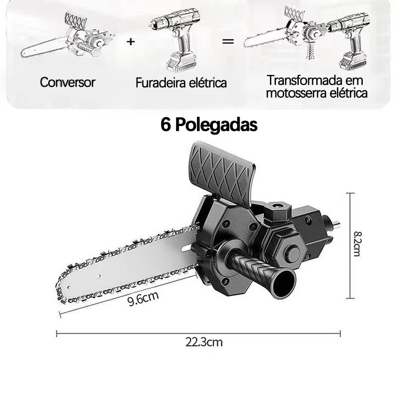 Motosserra portátil de 4 polegadas, mini rebarbadora, cabeça de conversão, corte de madeira, motosserra